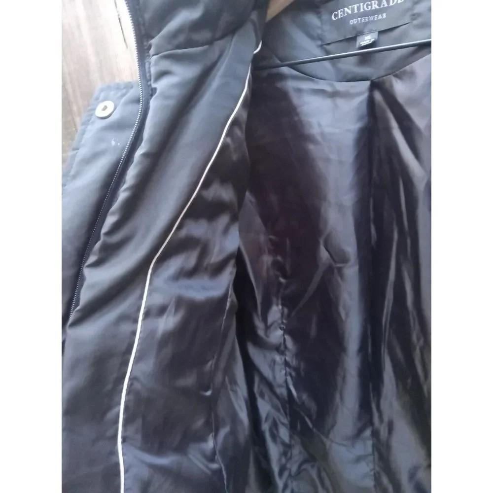 Black Gathered Waist Centrigrade Winter Jacket Xs‎